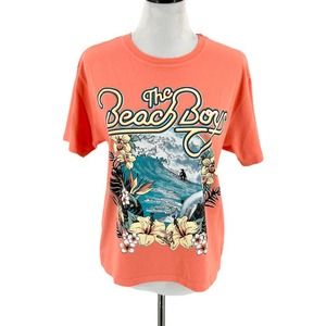 Daydreamer Womens The Beach Boys Surfs Up Boyfriend Band Tee Peach Echo Size XS